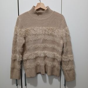 Calvin Klein Beige Tan Fur Sweater Pullover Large